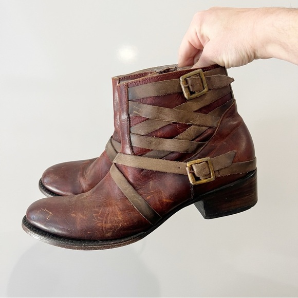 Freebird by Steven Sammi Moto Mid Calf Leather Brown Boots - Picture 1 of 11